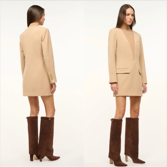 STAUD Mott Dress Camel.Incredible design,combining a dress,jacket and a sweater. - Picture 2 of 12